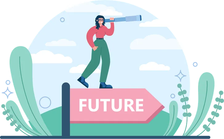 Woman finds future goals  イラスト
