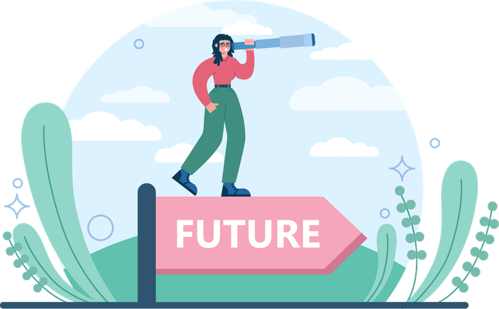 Woman finds future goals  Illustration