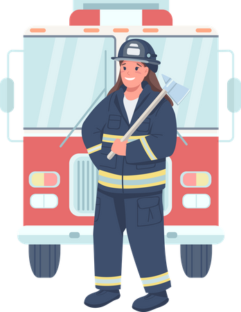 Woman firefighter Illustration