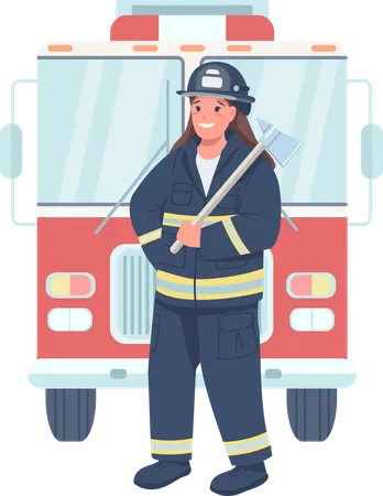 Woman firefighter Illustration