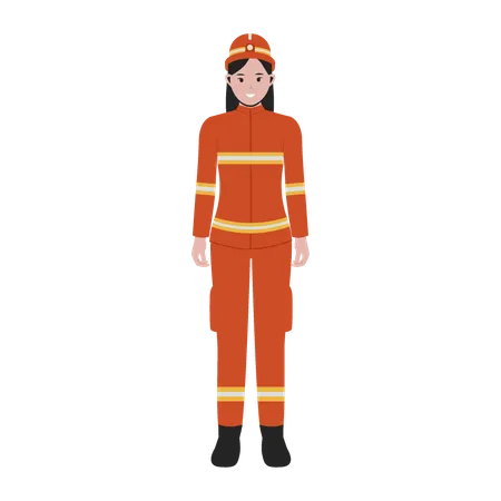 Woman Firefighter Profession Illustration Illustration