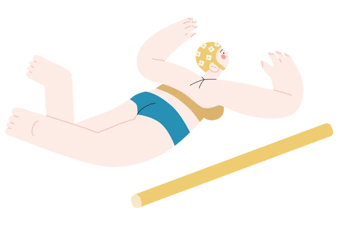 Beach Resort Activities Modern Outlined Flat Vector Concept Illustration Of A Woman Wearing Swimsuit Swimming In Pool With Rubber Noodles Illustration