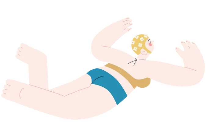 Beach Resort Activities Modern Outlined Flat Vector Concept Illustration Of A Woman Wearing Swimsuit Swimming In Pool Illustration