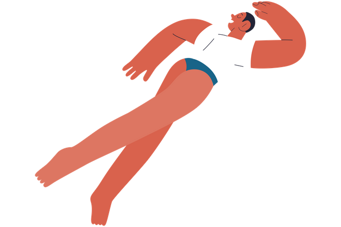 Woman Floating In Swimming  Illustration