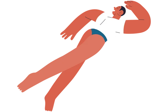 Woman Floating In Swimming  Illustration