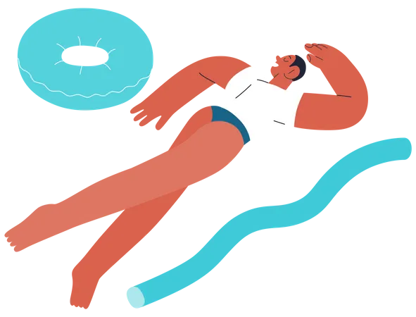 Woman Floating In Swimming  Illustration