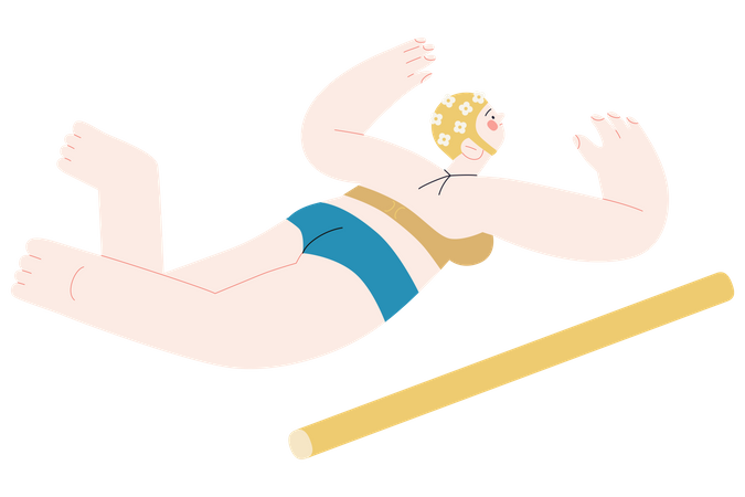 Woman Floating In Swimming  Illustration