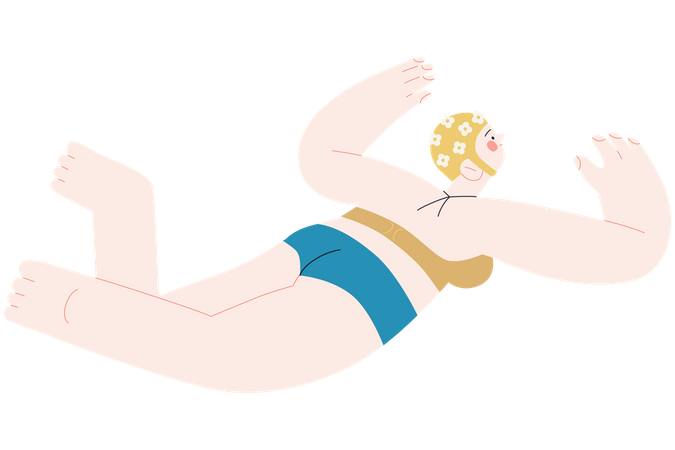 Woman Floating In Swimming  Illustration