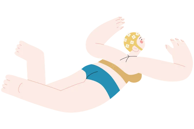 Woman Floating In Swimming  Illustration