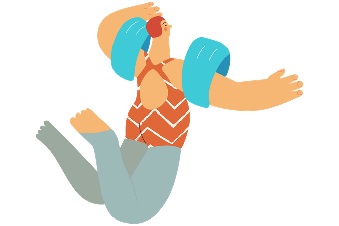 Woman Floating In Swimming  Illustration