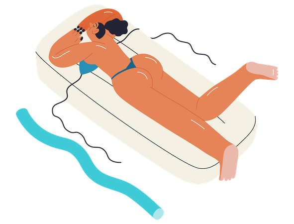 Woman Floating In Swimming  Illustration