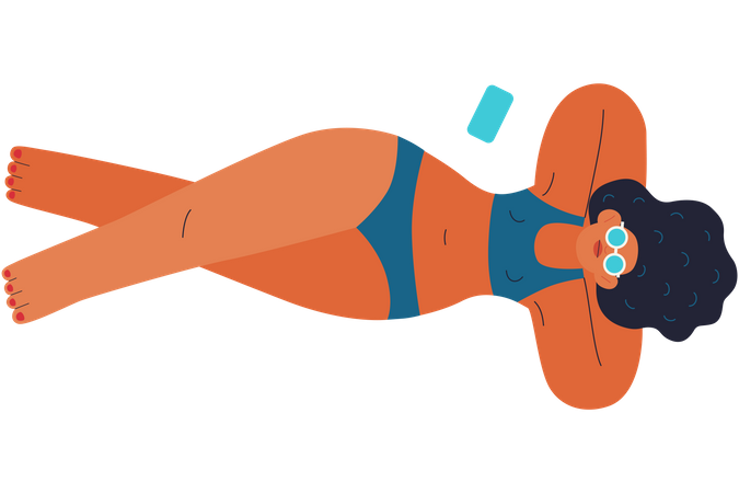 Woman Floating In Swimming  Illustration