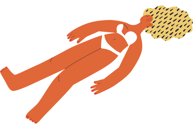 Woman Floating In Swimming  Illustration
