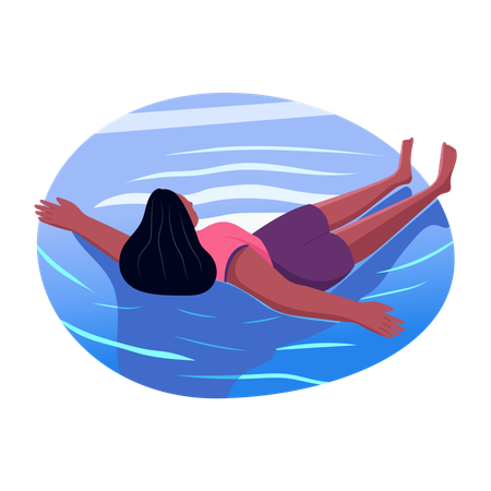 Woman floating in water  Illustration