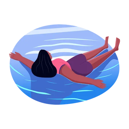 Woman floating in water  Illustration