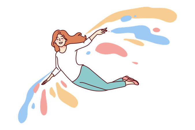 Woman flying  Illustration