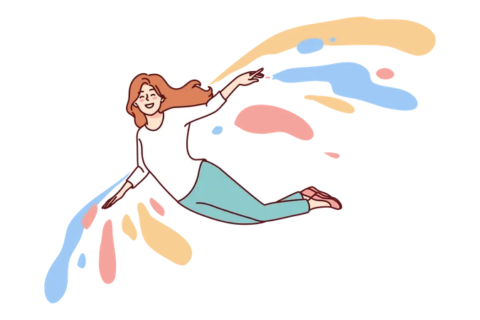 Woman flying  Illustration