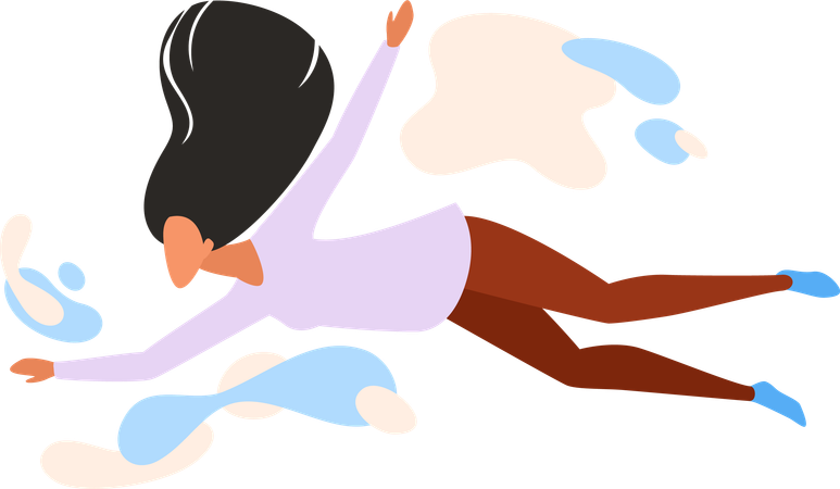Woman Flying In Air  Illustration