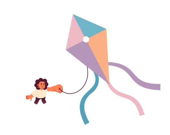 Woman flying kite  Illustration