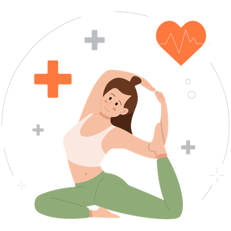 Woman focuses on Health and Wellness  Illustration