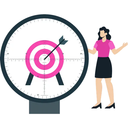 Woman focusing on target  Illustration