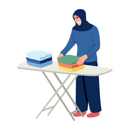 Woman folding clothes  Illustration