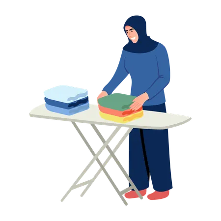 Woman folding clothes  Illustration