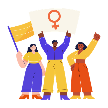 Woman following feminism  Illustration