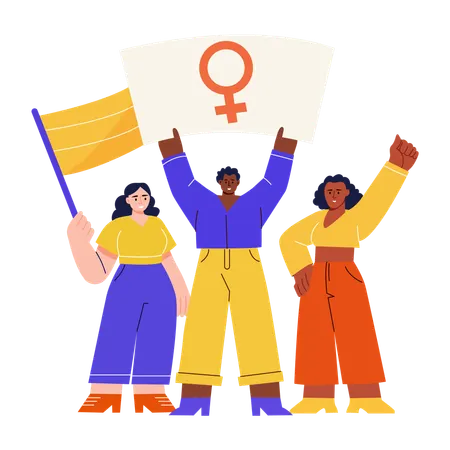 Woman following feminism  Illustration