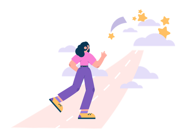 Woman follows her dream  Ilustração