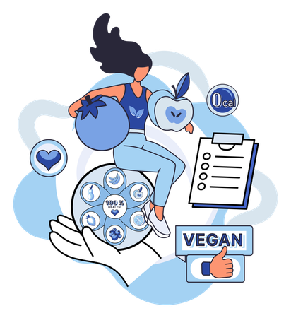 Woman follows her fitness diet  Illustration