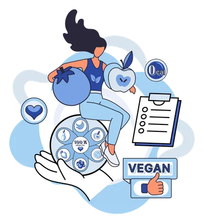 Woman follows her fitness diet  Illustration