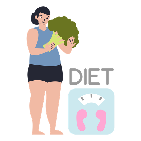 Woman follows Meal Plan  Illustration