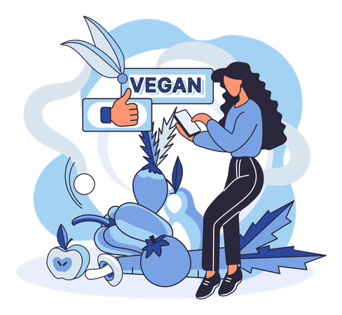 Woman follows vegan diet  Illustration