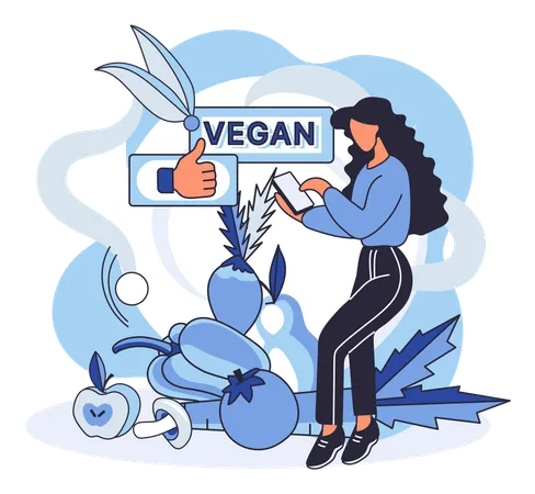 Woman follows vegan diet  Illustration