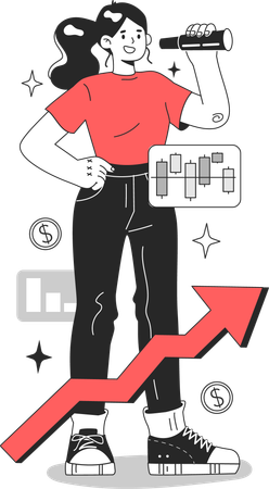 Woman forecasts business vision  Illustration
