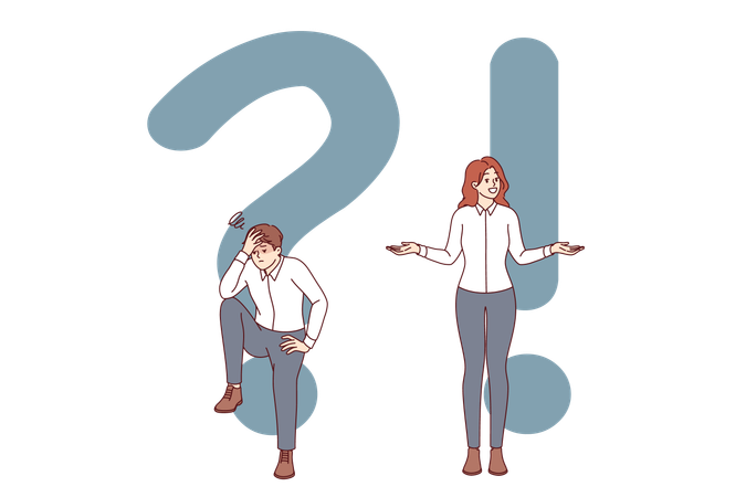 Woman found answer to question tormenting man after much thought and reading FAQ  Illustration