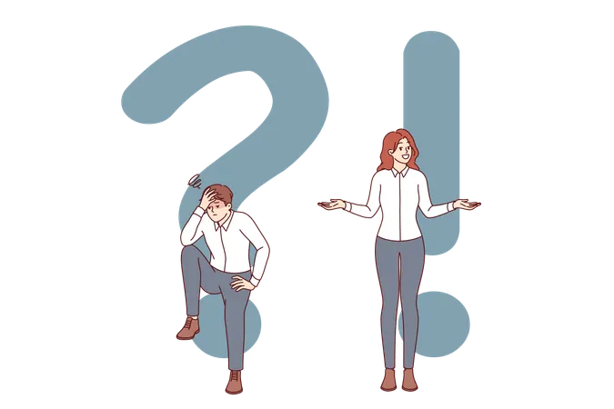 Woman found answer to question tormenting man after much thought and reading FAQ  Illustration