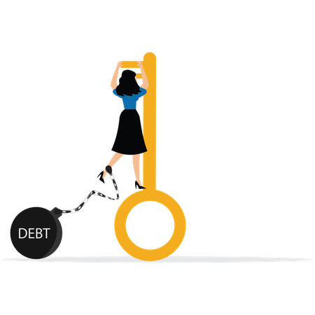 Woman freedom for pay off debts  Illustration
