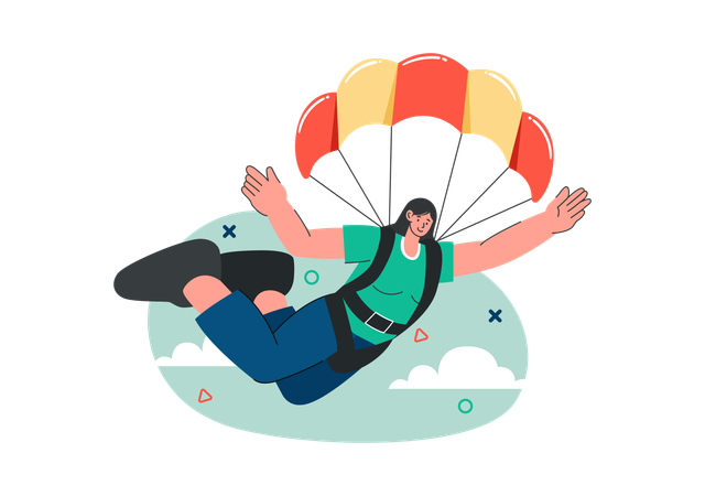 Woman Freefalling from sky  Illustration