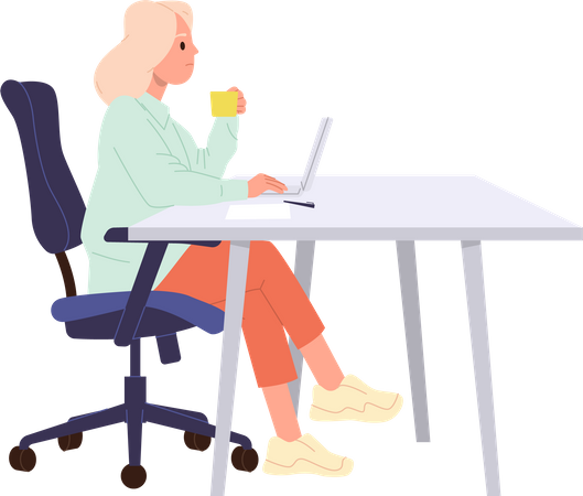 Woman freelancer working on laptop  Illustration