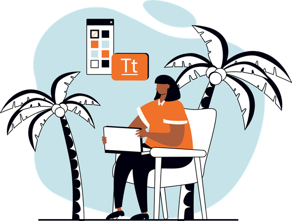 Woman freelancing designer  Illustration