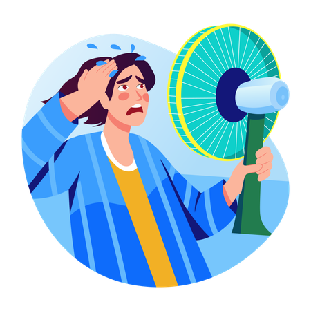 Woman frustrated due to hot weather  Illustration