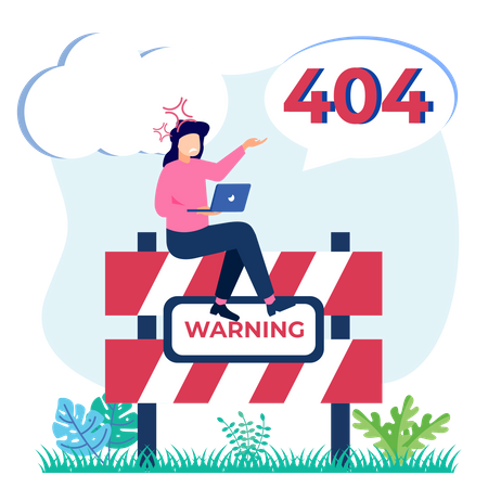 Woman Frustrated with 404 Error Illustration