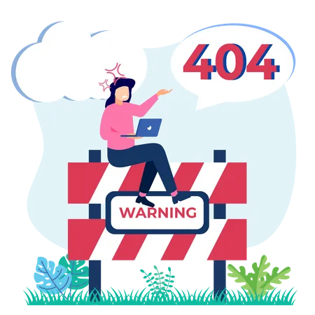 Woman Frustrated with 404 Error  Illustration