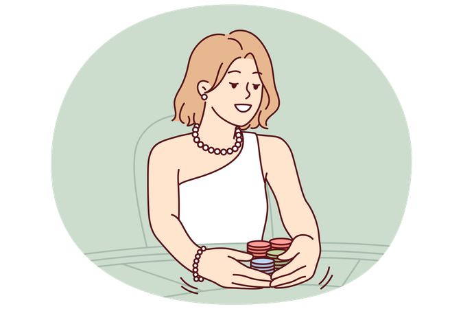 カジノでギャンブルをする女性  イラスト
