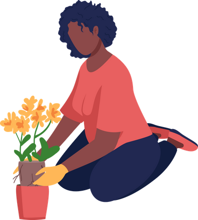 Woman gardening Illustration