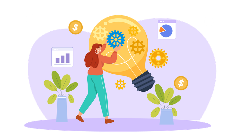 Woman generating business idea  Illustration