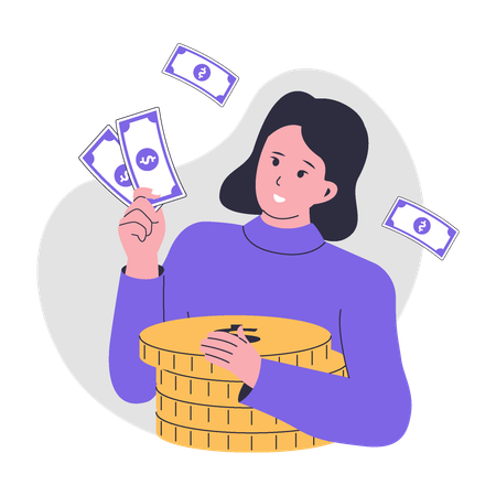 Woman get money  Illustration