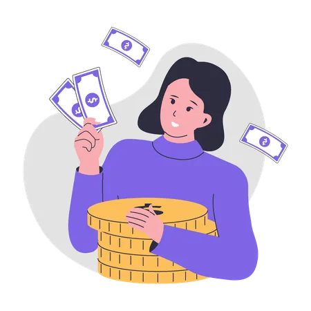 Woman get money  Illustration